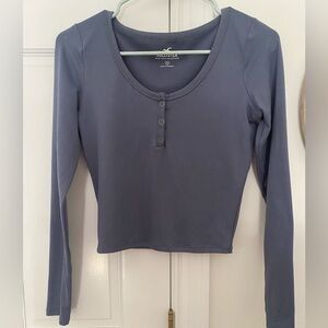 Purple/Blue Hollister Long sleeve 3 buttons at the top